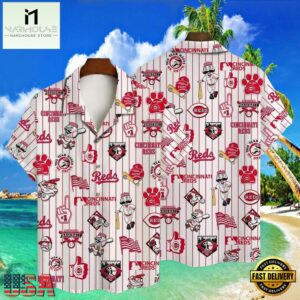 MLB Home Run Hero Cincinnati Reds Aloha Hawaiian Shirt Vintage Baseball Icons