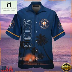 MLB Houston Astros Ocean Sunset View Aloha Shirt