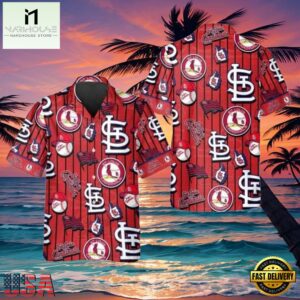 MLB Iconic Logo Play Red St. Louis Cardinals Aloha Hawaiian Shirt