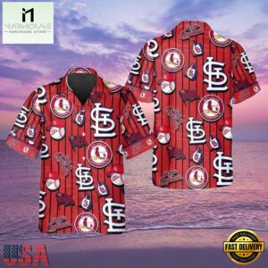MLB Iconic Logo Play Red St. Louis Cardinals Aloha Hawaiian Shirt