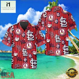 MLB Iconic Logo Play Red St. Louis Cardinals Aloha Hawaiian Shirt