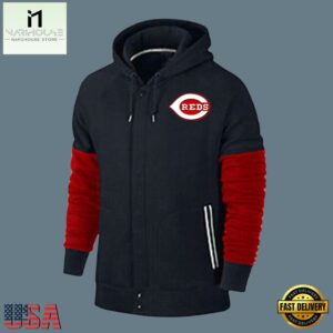 MLB Jersey Cincinnati Reds Zip UP Hoodie Black