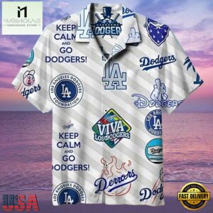 MLB Keep Calm And Dodgers On Aloha Hawaiian Shirt Relax And Cheer Design
