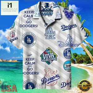 MLB Keep Calm And Dodgers On Aloha Hawaiian Shirt Relax And Cheer Design
