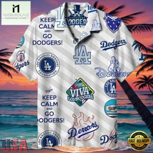 MLB Keep Calm And Dodgers On Aloha Hawaiian Shirt Relax And Cheer Design