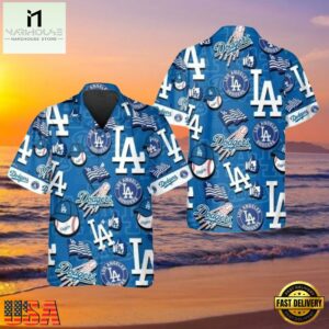 MLB LA Dodgers Iconic Blue Game Day Aloha Shirt - LA Dodgers Style Hot Trending Summer Hawaiian Shirt