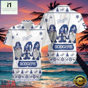 MLB LA Dodgers Nordic Gnomes Aloha Shirt Festive Winter Spirit