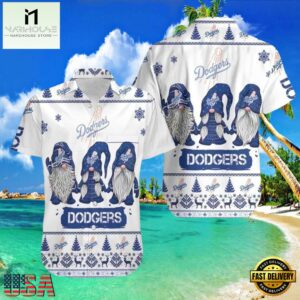 MLB LA Dodgers Nordic Gnomes Aloha Shirt Festive Winter Spirit