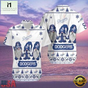 MLB LA Dodgers Nordic Gnomes Aloha Shirt Festive Winter Spirit