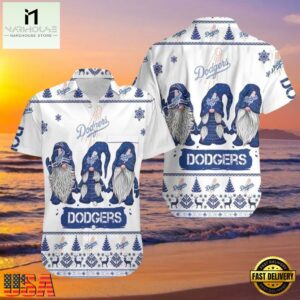 MLB LA Dodgers Nordic Gnomes Aloha Shirt Festive Winter Spirit