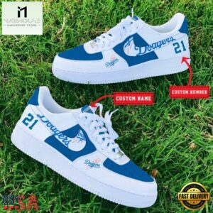 MLB Los Angeles Dodgers Baseball Team Design Air Force 1 Shoes Sneaker