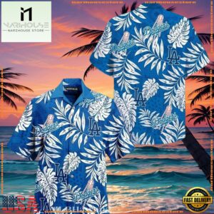 MLB Los Angeles Dodgers Monochrome Foliage Aloha Shirt