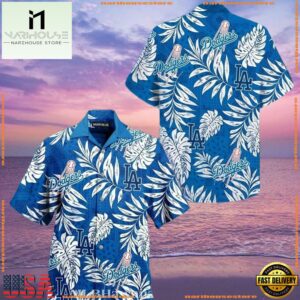 MLB Los Angeles Dodgers Monochrome Foliage Aloha Shirt