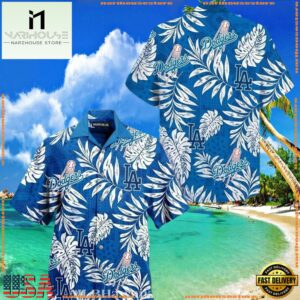 MLB Los Angeles Dodgers Monochrome Foliage Aloha Shirt