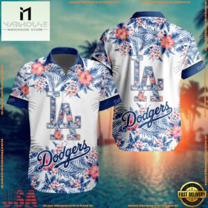 MLB Los Angeles Dodgers Special Tropical Flower Hawaiian Shirt, Baseball Team Button Shirt Design