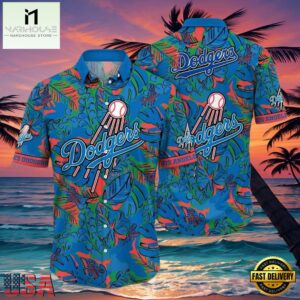 MLB Los Angeles Dodgers Tropic Pitch Style Hot Trending Summer Hawaiian Shirt Lively Green Foliage