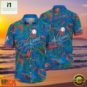 MLB Los Angeles Dodgers Tropic Pitch Style Hot Trending Summer Hawaiian Shirt Lively Green Foliage
