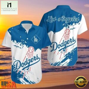 MLB Los Angeles Dodgers Wave Splash Style Hot Trending Summer Hawaiian Shirt Dynamic Blue Contrast