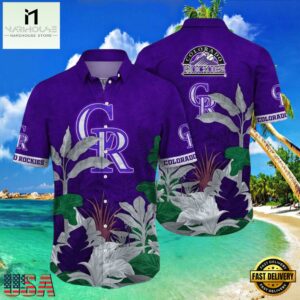 MLB Majestic Purple Foliage - Colorado Rockies Tropical Aloha Shirt