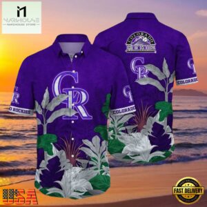 MLB Majestic Purple Foliage - Colorado Rockies Tropical Aloha Shirt