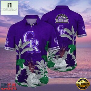 MLB Majestic Purple Foliage - Colorado Rockies Tropical Aloha Shirt