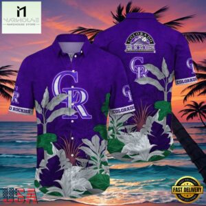 MLB Majestic Purple Foliage - Colorado Rockies Tropical Aloha Shirt