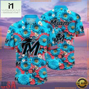 MLB Miami Marlins Oceanic Floral Aloha Shirt