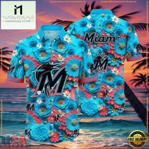 MLB Miami Marlins Oceanic Floral Aloha Shirt