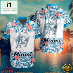 MLB Miami Marlins Special Tropical Flower Hawaiian Shirt, Baseball Team Button Shirt Design
