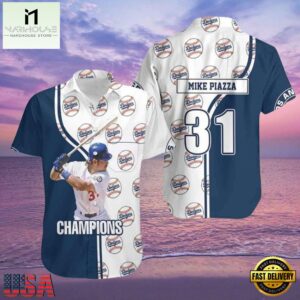 MLB Mike Piazza Dodgers Champions Jersey Style Hot Trending Summer Hawaiian Shirt Legacy Edition