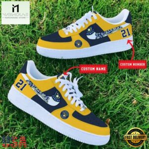 MLB Milwaukee Brewers Baseball Team Design Air Force 1 Shoes Sneaker