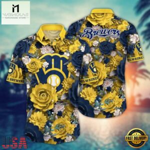 MLB Milwaukee Brewers Hawaiian Shirt Bold Blooms