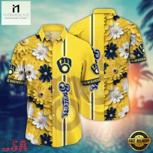 MLB Milwaukee Brewers Hawaiian Shirt Daisy Delight