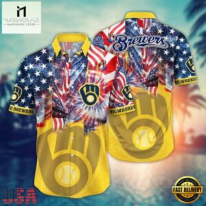 MLB Milwaukee Brewers Hawaiian Shirt Fireworks Celebration