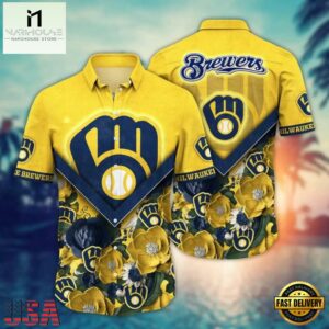 MLB Milwaukee Brewers Hawaiian Shirt Floral Emblem
