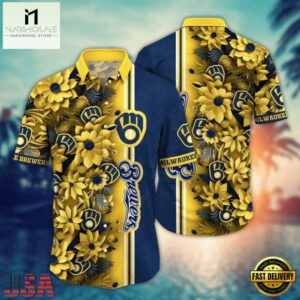 MLB Milwaukee Brewers Hawaiian Shirt Golden Blossom
