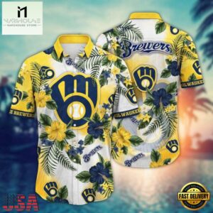 MLB Milwaukee Brewers Hawaiian Shirt Island Bloom