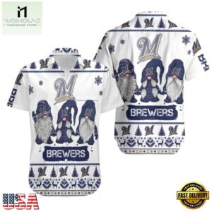 MLB Milwaukee Brewers Hawaiian Shirt Milwaukee Gnome Holiday Theme