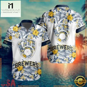 MLB Milwaukee Brewers Special Tropical Flower Hawaiian Shirt, Baseball Team Button Shirt Design