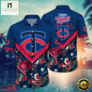 MLB Minnesota Twins Chevron Blossom Hawaiian Shirt