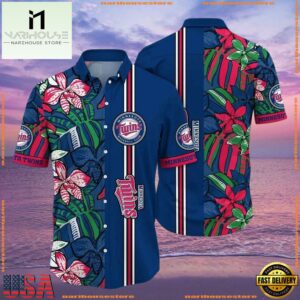 MLB Minnesota Twins Floral Stripe Aloha Shirt