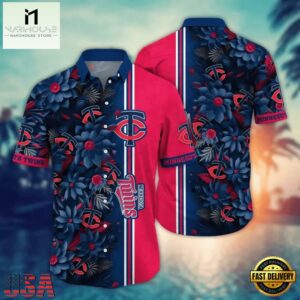 MLB Minnesota Twins Floral Stripe Hawaiian Shirt