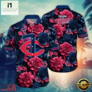 MLB Minnesota Twins Midnight Bloom Hawaiian Shirt