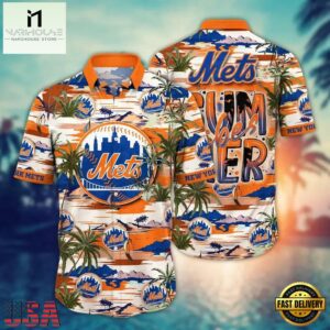 MLB New York Mets Baseball Team Design Flower Hawaiian Shirts