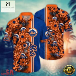 MLB New York Mets Flower Palm Tree Baseball Hawaiian Shirts