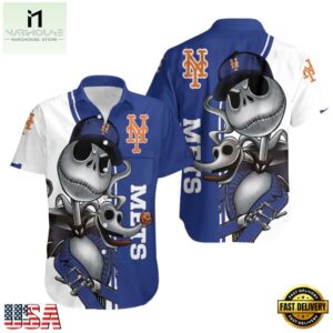 MLB New York Mets Jack Skellington And Zero Hawaiian Shirt