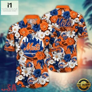 MLB New York Mets Paper Flower Hawaiian shirt