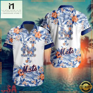 MLB New York Mets Special Tropical Flower Hawaiian Shirt, Baseball Team Button Shirt Design