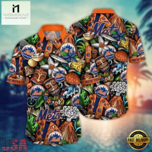 MLB New York Mets Tropic Teal Hawaiian Shirt