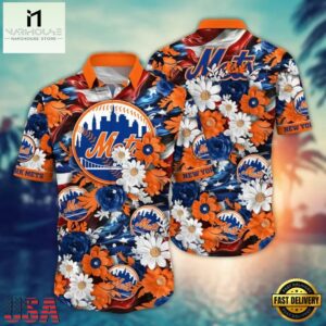 MLB New York Mets Baseball And Blooms Hawaiian Shirt